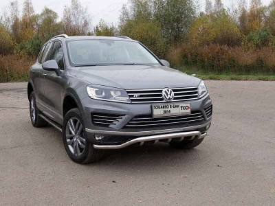 Защита передняя кенгурин 60-42 мм ТСС для Volkswagen Touareg R-Line 2014-2017