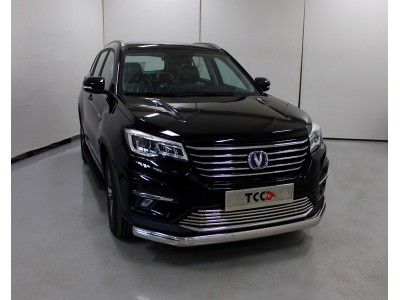 Защита передняя овальная 75х42 мм ТСС для Changan CS75 2020-2021