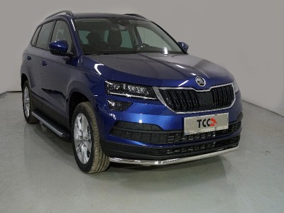 Защита переднего бампера 42 мм ТСС для Skoda Karoq 2020-2021