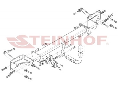 Фаркоп для Volkswagen T7 Multivan STM, STN 08/2021-н.в. условно-съемное крепление шара