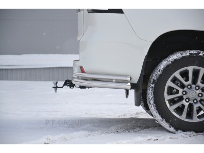 Фаркоп с нержавеющей накладкой для Toyota Land Cruiser Prado J120 2003-2009, J150 2009-2023, Lexus GX 470 2003-2009, GX 460 2009-2023 съемное крепление шара под американский квадрат