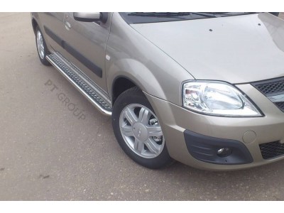 Защита порогов с алюм. площадкой d=51 мм (НПС) для Lada Largus 2012-н.в.