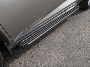 Пороги алюминиевые Slim Line Silver для Lexus NX № LEXNX17-18S