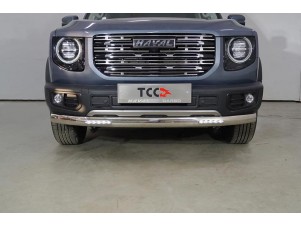 Защита передняя нижняя длинная (овальная с ДХО) 75х42 мм для Haval Dargo 2.0 2022 – н.в. HAVDAR22-09