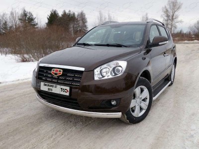 Защита передняя овальная 75-42 мм ТСС для Geely Emgrand X7 2013-2016