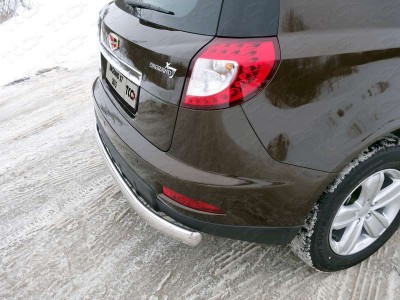Защита заднего бампера овальная 75-42 мм ТСС для Geely Emgrand X7 2013-2016