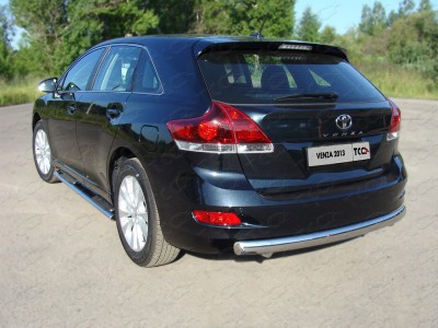 Защита заднего бампера овальная 75х42 мм ТСС для Toyota Venza 2012-2017
