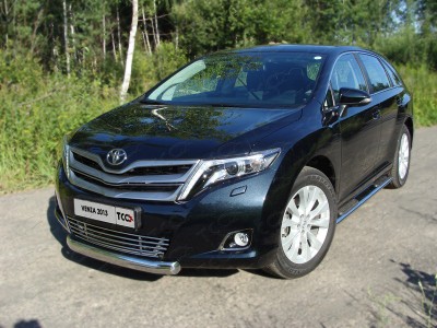 Защита переднего бампера овальная 75х42 мм ТСС для Toyota Venza 2012-2017