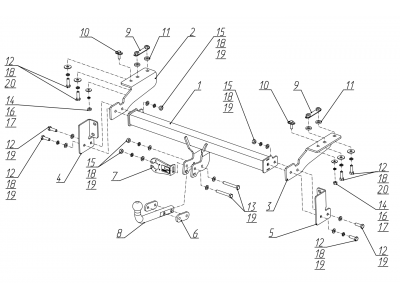 Фаркоп для Exeed TXL (2-й рестайлинг) 2024-н.в. крепление шара на двух болтах