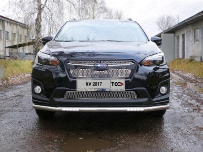 Защита переднего бампера с ДХО 60 мм ТСС для Subaru XV 2017-2021