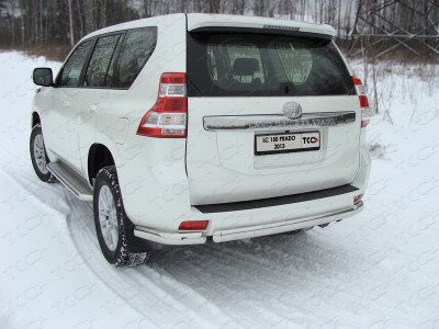 Защита задняя овальные уголки 75х42 мм ТСС для Toyota Land Cruiser 150 2009-2017