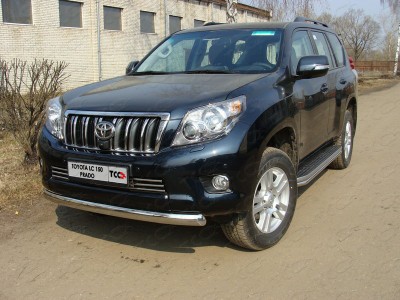 Защита передняя овальная 75х42 мм ТСС для Toyota Land Cruiser 150 2009-2013