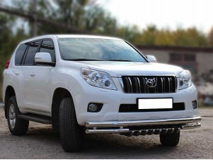 Защита переднего бампера d 76+60 с защитой картера d-43 для Toyota Land Cruiser Prado 150 2009-2013 LCPR10_1.4