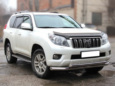 Защита переднего бампера d-76+60 (длинная) для Toyota Land Cruiser Prado 150 2009-2013