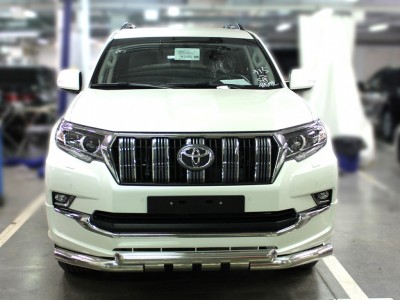 Защита переднего бампера d-76 с доп.накладками для Toyota Land Cruiser Prado 150 STYLE 2019 – н.в.