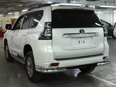 Защита заднего  бампера  "уголки" d-76+43 для Toyota Land Cruiser Prado 150 STYLE 2019 – н.в.