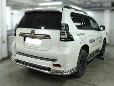 Защита заднего бампера "волна" d-76+43 для Toyota Land Cruiser Prado 150 BLACK ONYX 2020 – н.в.