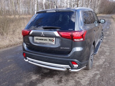 Защита заднего бампера короткая 60 мм ТСС для Mitsubishi Outlander 2015-2018