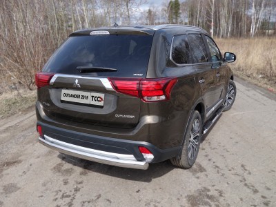 Защита заднего бампера овальная 75х42 мм ТСС для Mitsubishi Outlander 2015-2018