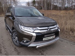 Защита передняя овальная 75х42 мм для Mitsubishi Outlander № MITOUT15-04