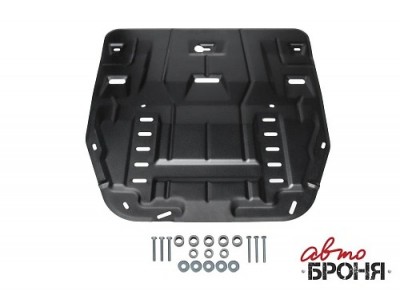Защита картера + КПП + комплект крепежа, АвтоБРОНЯ, сталь для HYUNDAI Santa Fe/Tucson, KIA Sorento 2.0-3.5/2.2D 2020- н.в. 
