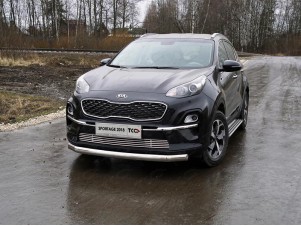 Защита передняя овальная 75х42 мм для Kia Sportage № KIASPORT18-21