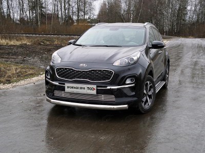 Защита передняя овальная 75х42 мм для Kia Sportage 2019-2021