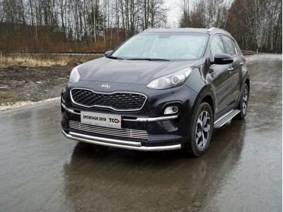 Защита передняя двойная 60-42 мм для Kia Sportage 2019-2021