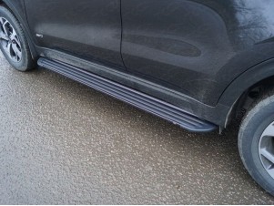 Пороги алюминиевые Slim Line Black для Kia Sportage № KIASPORT18-38B