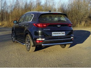 Защита заднего бампера овальная 75х42 мм для Kia Sportage № KIASPORT18-41