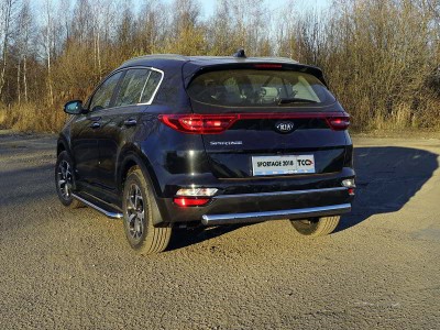 Защита заднего бампера овальная 75х42 мм для Kia Sportage 2019-2021