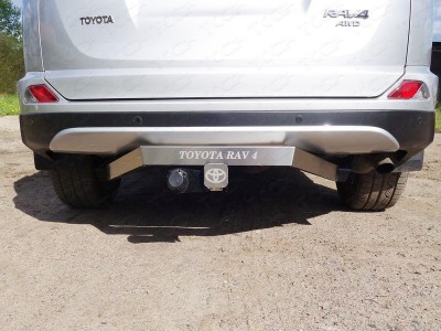 Фаркоп ТСС надпись Toyota RAV4, шар E нержавеющий для Toyota RAV4 2015-2019