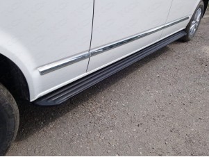 Пороги алюминиевые Slim Line Black для Volkswagen Caravelle T6 Long № VWCARAV17LONG-17B