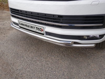 Защита передняя двойная 42-42 мм ТСС для Volkswagen Transporter T6 2015-2021