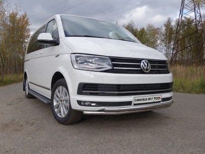 Защита передняя двойная 42-42 мм ТСС для Volkswagen Transporter T6 2015-2021