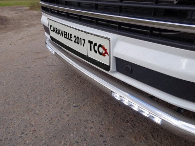 Защита переднего бампера с ДХО 60 мм ТСС для Volkswagen Transporter T6 2015-2021