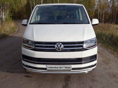Защита передняя овальная 75х42 мм ТСС для Volkswagen Caravelle T6 2015-2021