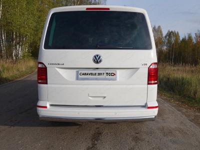 Защита заднего бампера овальная 75х42 мм ТСС для Volkswagen Caravelle T6 2015-2021