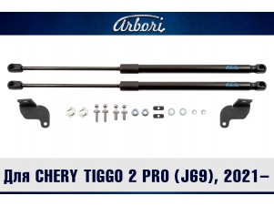 Упоры капота для CHERY Tiggo 2 Pro (J69), 2021-н.в., к-т 2 шт / Черри Тигго 2 Про №ARBORI.HD.017103