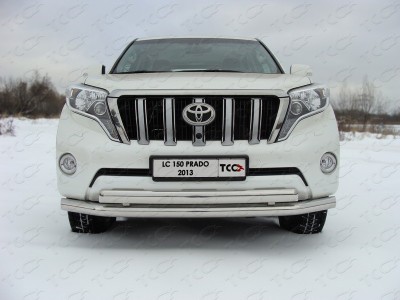 Защита передняя двойная 76-75 мм ТСС для Toyota Land Cruiser 150 2009-2017