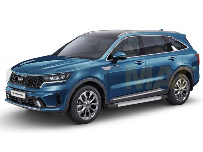 Пороги алюминиевые Rival Silver для Kia Sorento 2020-2021
