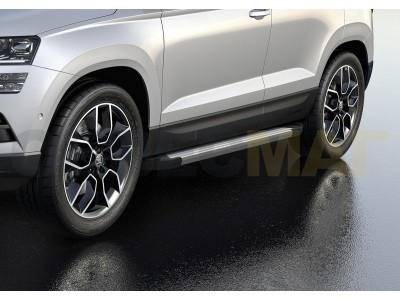 Порог-площадка "Silver" F180AL + комплект крепежа для Skoda Karoq 2020-н.в., Volkswagen Taos 2021-н.в.