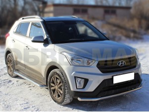 Пороги с площадкой алюминиевый лист 53 мм для Hyundai Creta № HCR16_2
