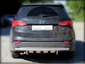 Защита заднего бампера 60 мм с доп защитой для Hyundai Santa Fe № HSF12_3.1