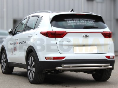 Защита заднего бампера двойная 53-43 мм для Kia Sportage 2016-2018