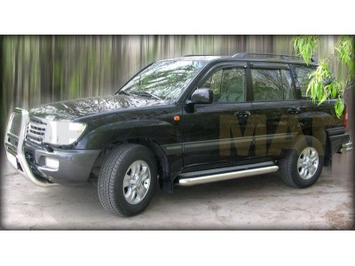 Пороги с площадкой алюминиевый лист 100 мм Технотек для Toyota Land Cruiser 100 1998-2007