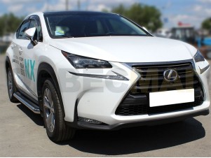 Пороги с площадкой алюминиевый лист 60 мм для Lexus NX300h F-Sport № LNXFS_2