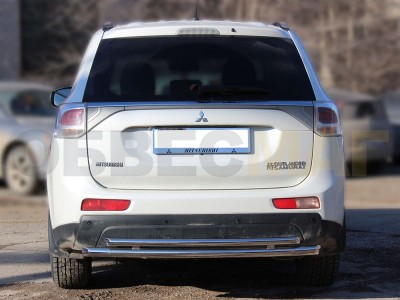 Защита заднего бампера двойная 53-43 мм для Mitsubishi Outlander 2012-2014
