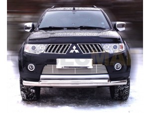 Защита передняя двойная 76-60 мм для Mitsubishi Pajero Sport № MPS14 1