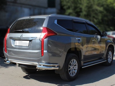 Защита задняя уголки двойные 76-43 мм для Mitsubishi Pajero Sport 2016-2020